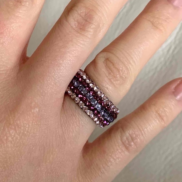Spinel band ring with pink/purple/blue zircons - Picture 2 of 5